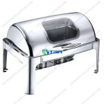 Nồi hâm buffet chữ nhật nắp kính trong PC 3 ngăn