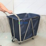 Xe thu gom đồ giặt ủi (là) khung inox có tay đẩy