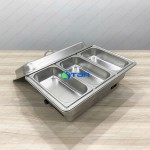 Nồi hâm nóng thức ăn buffet chữ nhật  dùng điện 3 ngăn
