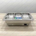 Nồi hâm nóng thức ăn buffet chữ nhật  dùng điện 3 ngăn