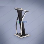 Bục phát biểu gỗ bọc da màu đen khung inox  