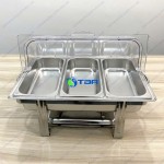 Nồi hâm buffet chữ nhật nắp kính ASIA833PC-3N