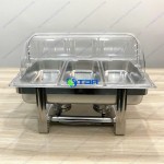 Nồi hâm buffet chữ nhật nắp kính ASIA833PC-3N
