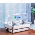 Nồi hâm buffet inox chữ nhật dùng điện 2 ngăn