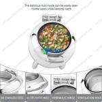 Nồi hâm buffet tròn nắp kính thủy lực ASIA818-6L