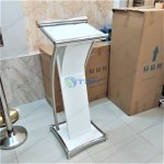 Bục phát biểu gỗ khung inox cao cấp màu trắng