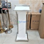 Bục phát biểu gỗ khung inox cao cấp màu trắng