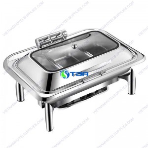 Nồi hâm Buffet chữ nhật nắp kính cao cấp ASIA102PC-3N