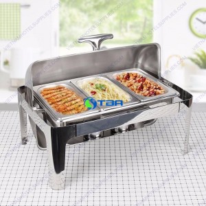 Nồi hâm buffet chữ nhật chân cao 3 ngăn