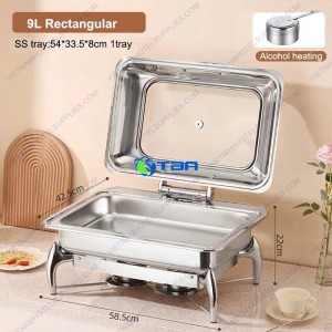 Nồi hâm Buffet chữ nhật nắp kính cao cấp ASIA102PC-1N