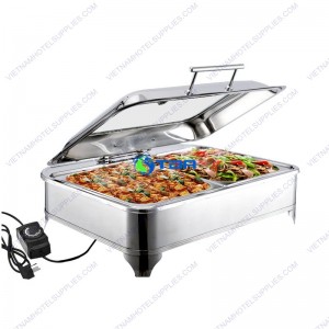 Nồi hâm buffet chữ nhật nắp kính thủy lực ASIA816-9L
