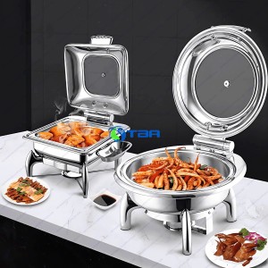 Nồi hâm buffet tròn nắp kính thủy lực ASIA818-6L