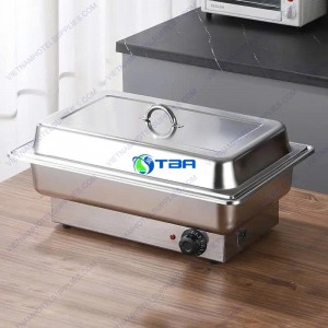 Nồi hâm nóng thức ăn buffet chữ nhật  dùng điện 3 ngăn
