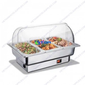 Nồi hâm nóng thức ăn dùng điện nắp PC trong 3 ngăn