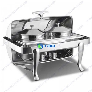 Nồi hâm soup buffet chữ nhật chân cong nắp kính ASIA6054CPC