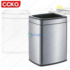 Thùng rác inox chữ nhật CCKO 2 lớp cỡ lớn 30L #CK9906-30