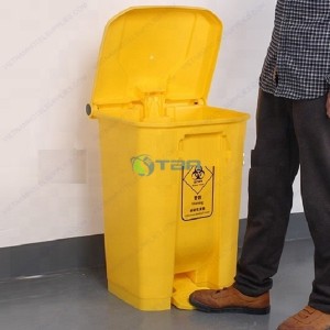Thùng rác y tế nhựa bệnh viện màu vàng 68L