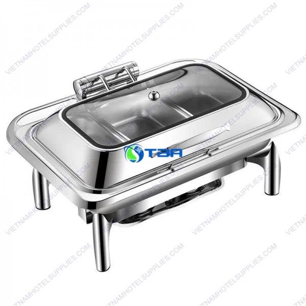 Nồi hâm buffet chữ nhật nắp kính cao cấp ASIA102PC-3N 