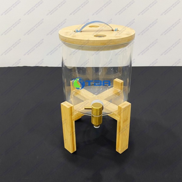 Bình thủy tinh 5L chân gỗ đựng nước trái cây ASIA031-5L 
