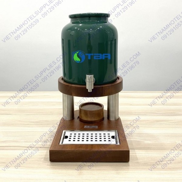 Bình gốm sứ 10L chân gỗ hâm nóng trà - sữa - cafe 