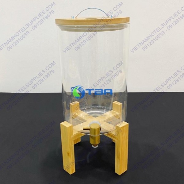 Bình thủy tinh chân gỗ đựng nước trái cây ASIA031-8L 