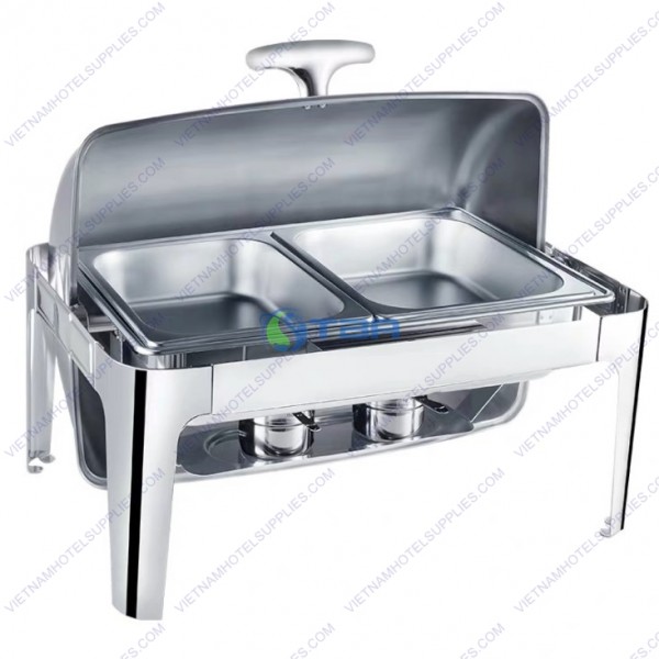 Nồi hâm buffet chữ nhật chân cao 2 ngăn 