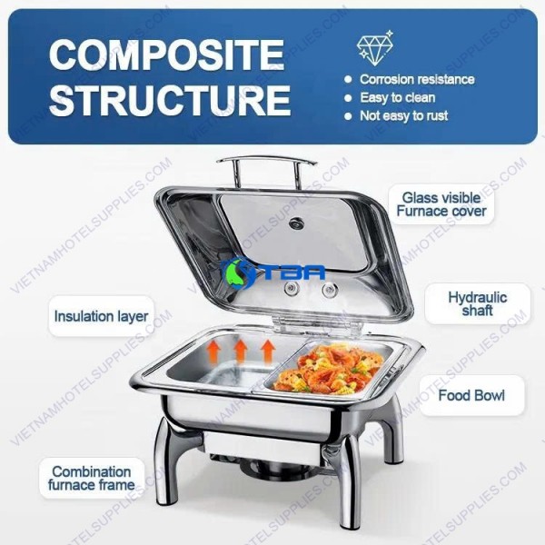 Nồi hâm buffet nắp kính thủy lực ASIA103PC-2N 