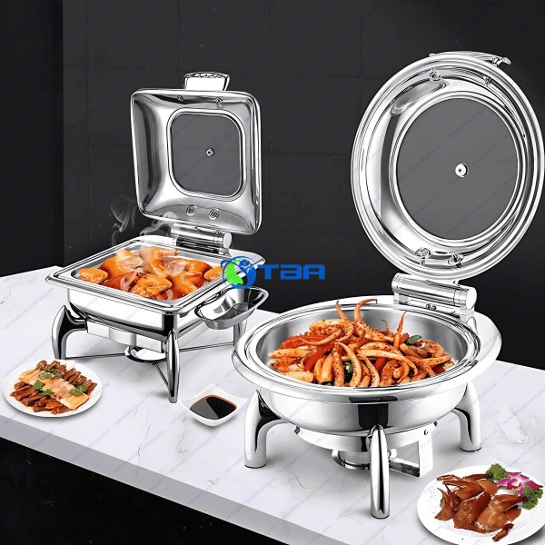 Nồi hâm buffet tròn nắp kính thủy lực ASIA818-6L 