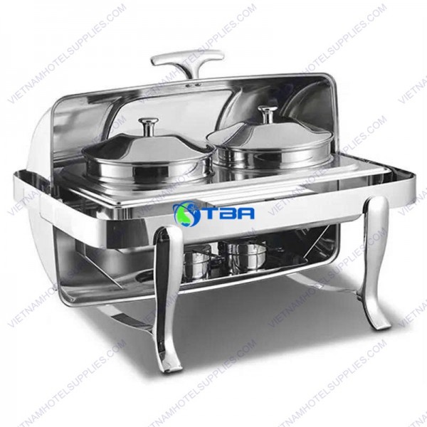 Nồi hâm soup buffet chữ nhật chân cong nắp kính ASIA6054CPC 