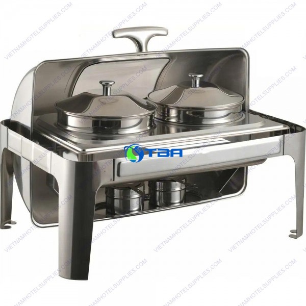 Nồi hâm soup chữ nhật 2 ngăn nắp kính ASIA6054PC-2N 