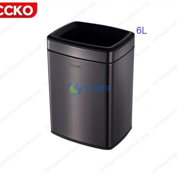 Thùng rác chữ nhật CCKO màu đen 6L #CK9906-6B 