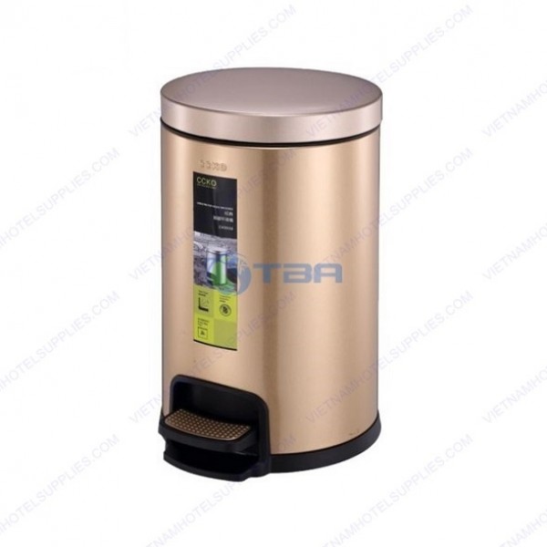 Thùng rác INOX tròn đạp chân 5L màu vàng #CK9936G 