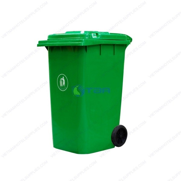 Thùng rác nhựa đặt công cộng màu xanh 240L 