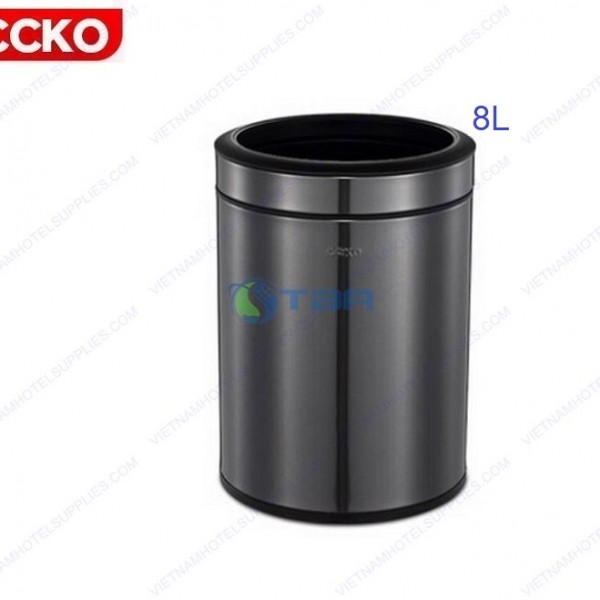 Thùng rác tròn CCKO 2 lớp màu đen 8L #CK9904-8B 