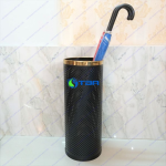 Sọt đựng ô dù thép màu đen vành inox mạ vàng 