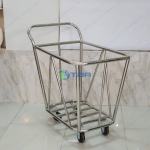 Xe thu gom đồ giặt ủi (là) khung inox có tay đẩy