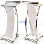 Bục phát biểu gỗ màu trắng khung inox sự kiện