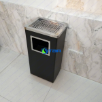 Thùng rác gạt tàn chữ nhật màu đen V300B
