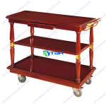 Xe đẩy rượu trà thực phẩm gỗ 3 tầng ASIA-C13G