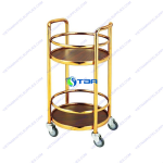 Xe đẩy rượu trà tròn inox 2 tầng ASIA-RT002G