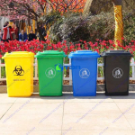 Thùng rác nhựa HDPE 60L màu đen ASIA-TRNĐ60L