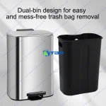 Thùng rác inox vuông đạp chân ASIA50L-TRDC