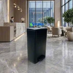 Thùng rác inox đạp chân cỡ lớn màu đen ASIA50LĐ