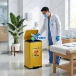 Thùng rác inox đạp chân y khoa màu vàng ASIA50LVC
