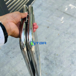 Biển báo inox ống tròn gấp được CẤM ĐẬU XE kiểu chữ A