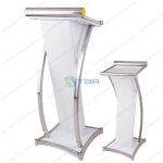 Bục phát biểu gỗ khung inox cao cấp màu trắng