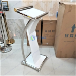 Bục phát biểu gỗ màu trắng khung inox sự kiện