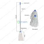 Cây lau sàn nhà ướt đầu cổ tròn cán inox