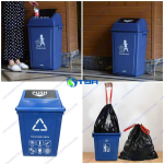 Thùng Đựng Rác Tái Chế Xanh Dương 100L Nắp Lật