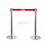 Cột chắn inox đế chóp cao cấp dây căng màu đỏ 3 mét